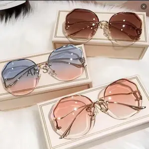 Frameless Gradient Glasses for Men and Women, Rose Gold Accent Lenses, Lightweight Modern Design, Durable Temples, Stylish Casual Eyewear with Protective Case unisex square frame glass Women's Oval Titanium Glasses lens men gradient lens rectangle