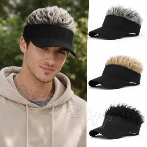 Men Synthetic Short Hair Spiked Wig Golf Baseball Cap Fake Hair Hat Adjustable Sunshade Visor Fancy Performance Hip-Hop Headwear