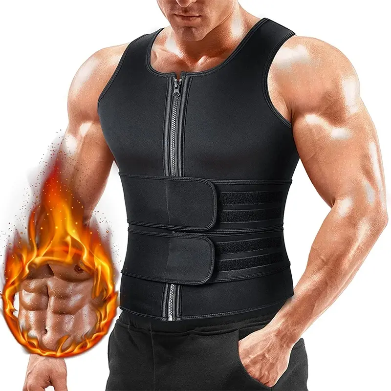 1/2/3 Pack Menswear Body Shaper Waist Trainer Sauna Suit with Double Sweat Belt Tummy Control Shapewear for Gym Workout Tank Top Vest Athletic Activewear Compression Neoprene Protective Workwear Soft