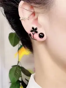 Elegant Tulip U-Shaped Stud Earrings, Sparkling Cubic Zirconia Accents, Hypoallergenic Design for Daily and Special Occasions