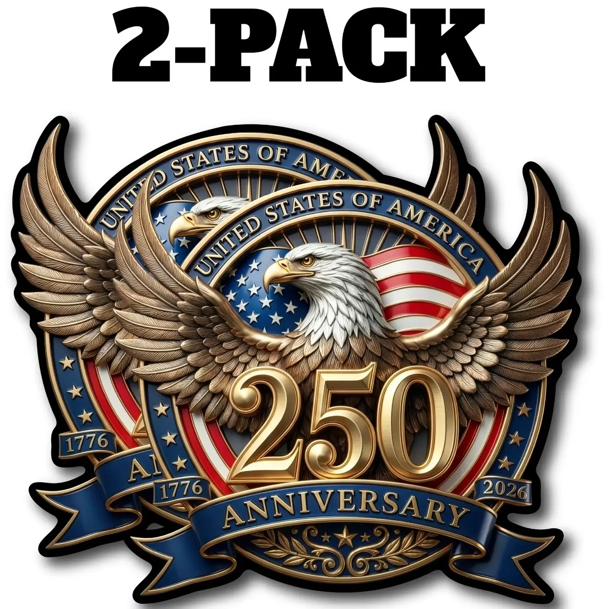 2PCS USA 250th Anniversary Car Window Stickers Automobile Decals - Patriotic Eagle and Statue of Liberty Vinyl Decals for Cars Trucks Laptops - 1776-2026 Bumper Stickers USA 250th Independence Day Car Decals Car Decorative Sticker