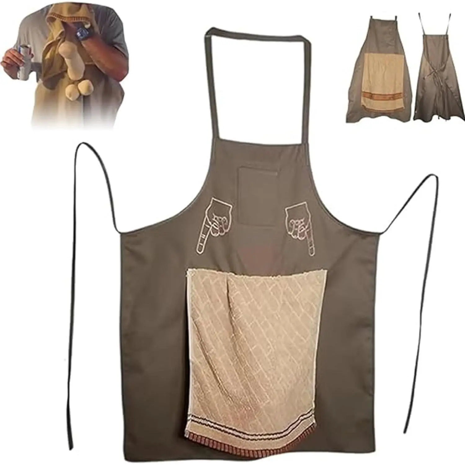 Creative Avatar Prank Apron Accessory - Unisex, Adjustable Strap Kitchen Apron with Hidden Surprise, Ultimate Prank Gift for Barbecue, Cooking (1 Piece),summerwins