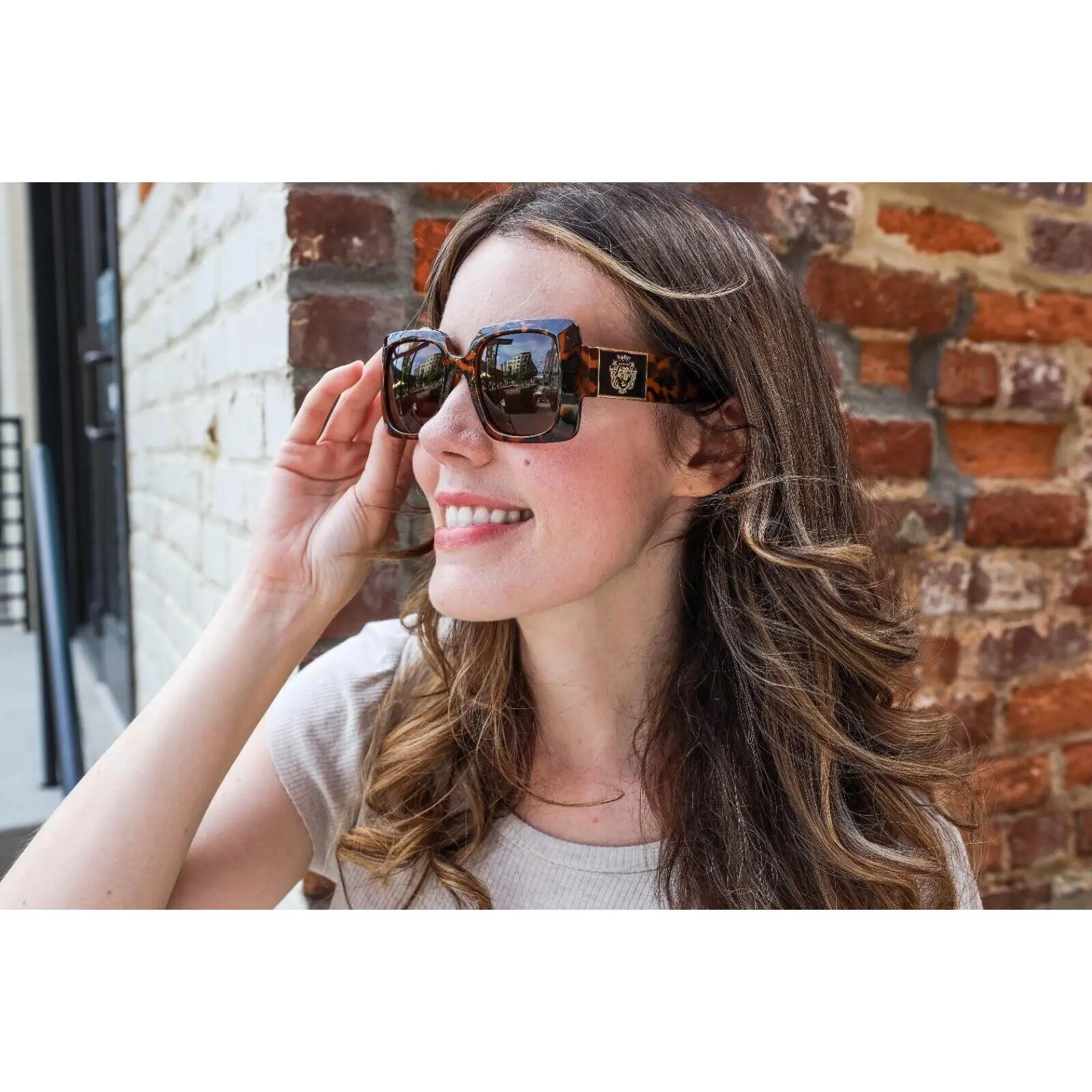 Large Square Oversized BIFOCAL Women Reading Sunglasses Lion Head Outdoor Reader