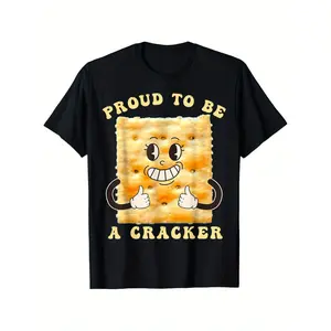 Proud to Be a Cracker Funny Snack Themed Apparel T-Shirt, Men'S And Women'S Four Seasons Casual Round Neck Outdoor Personality Short-Sleeved T-Shirt