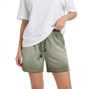 Digitex Women's Vintage Washed 100% Cotton Shorts Loose Fit with Side & Back Pockets Ultra Soft Breathable for Daily Wear Trendy Streetwear Basic Casual