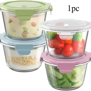 Glass tableware container,  storage container with lid, heat-resistant bisphenol A borosilicate glass soup container for leftovers, microwave oven, dishwasher, and refrigerator safety, Sealable Container