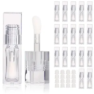 18pcs Empty 6ml Square Clear PETG lip gloss tubes big  wand lipgloss tube container for lip oil