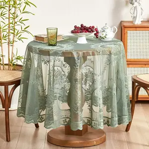 Lace Round Tablecloth, Luxurious Vintage Style Polyester Table Runner, Wedding Party Decor, Birthday Party Table Decoration, Baby Shower Supplies