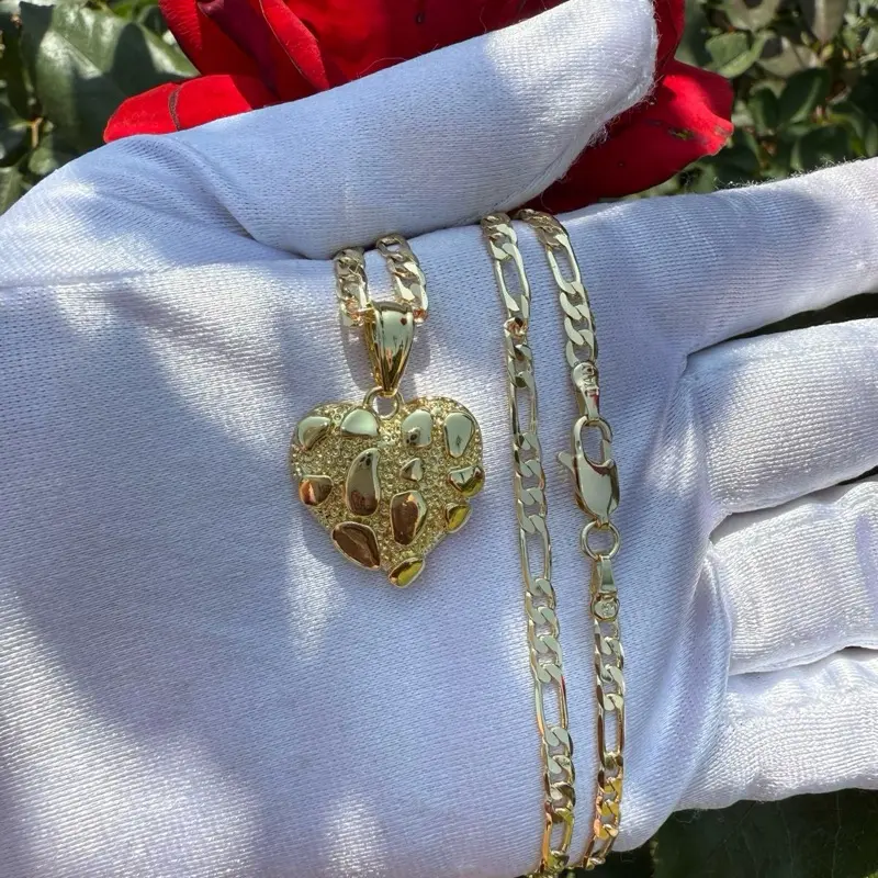Heart Nugget Necklace - Gold-Toned Heart Pendant with Chain Jewelry Piece