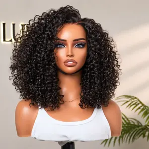 LUVME 100% Human Hair 5x5 Closure Lace Glueless Wig Put On and Go Fluffy Kinky Curl 220% Density Pre-bleached Pre-pluck Pre-cut Limited Time Offer TikTok Exclusive #luvmenewarrivals