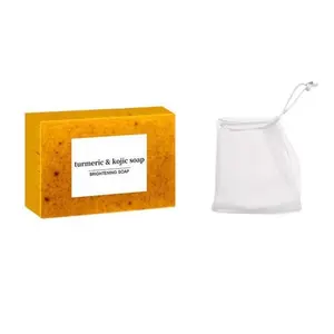 Lemon Turmeric & Kojic Acid Soap Bar, 6 Counts/set Face & Body Wash Soap Bar with Soap Saver Bags, Daily Skincare Cleanser Sets for Men & Women, Hydrating Turmeric Soap, Moisturizing Soap, Turmeric And Kojic