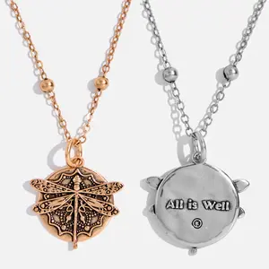 All Is Well Dragonfly Dainty Necklace -  Faceted Crystal Pendant - Inspirational Empowerment Jewelry Bohemian Dragonfly Gemstone Pendant Necklace Plated Brass Chain