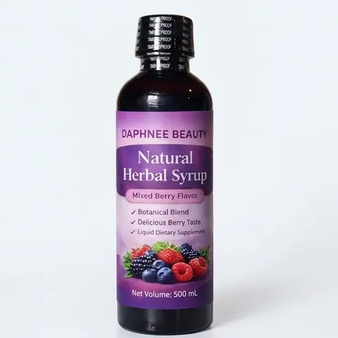 Daphnee Beauty Natural Herbal Syrup Mixed Berry Flavor 500 mL Botanical Blend Delicious Berry Taste Liquid Dietary Supplement