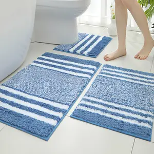 3-Piece Bathroom Rug Set, Ultra-Fine Fiber Soft Bath Mat & U-Shaped Toilet Pad, Anti-Slip Carpet Mats, Soft Absorbent Mat, Bathroom Drying Doormat
