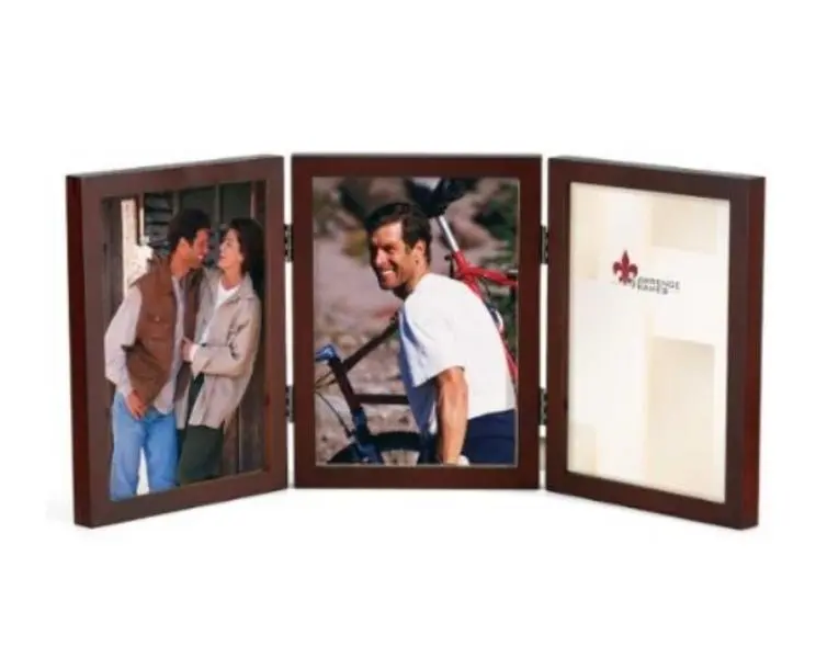 Walnut Wood 4x6 Hinged Triple Photo Frame - Gallery Collection, Home Decor for Wall Display