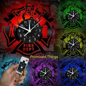 Vinyl Clock Wall Hanging, Firefighter Theme Vinyl Style, Home Decor Gift, Mother's Day, Father's Day, Christmas, Birthday, Art Ornament