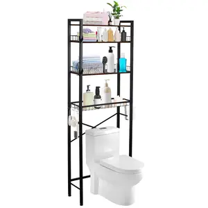 3-Tier Over The Toilet Shelf, Heavy-Duty Metal Bathroom Storage Organizer with Anti-Tilt Kits, Space-Saving Stand for Bathroom, Kitchen, Living Room