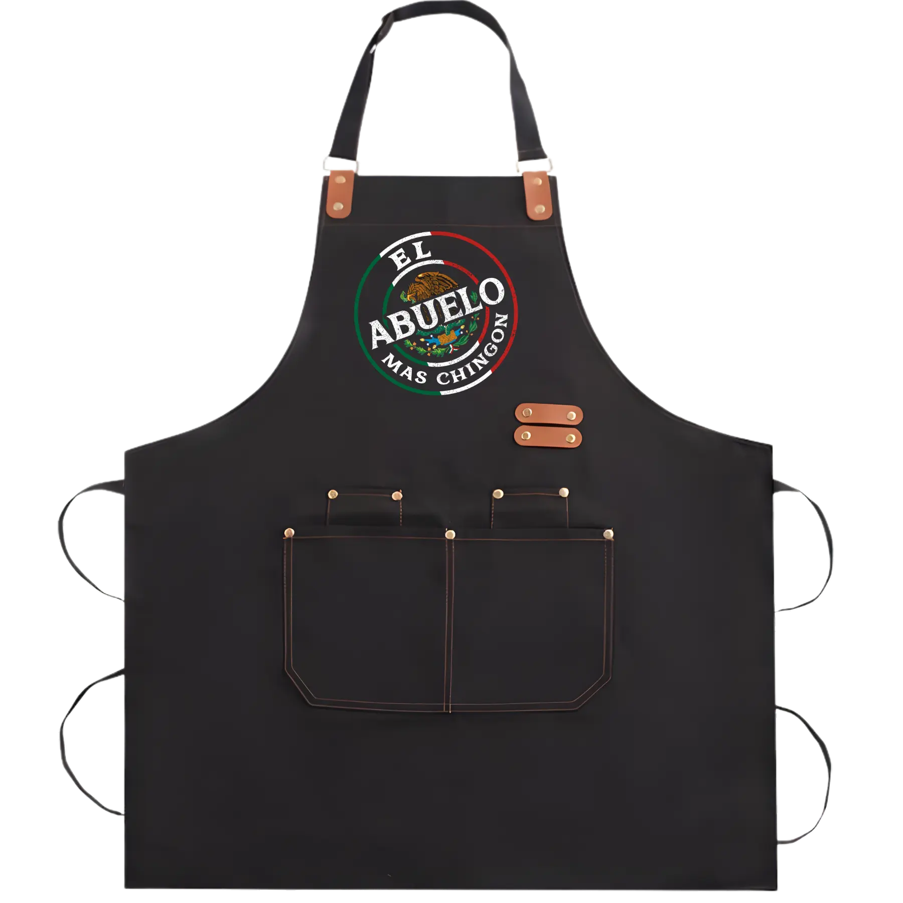 El Abuelo Más Chingon Men's Stylish Cotton BBQ Apron - Waterproof, Breathable, Washable, Comfortable, Synthetic, with Pocket & Bottle Opener, Unique Design for Barbecue Workwear, Casual Summer Outings