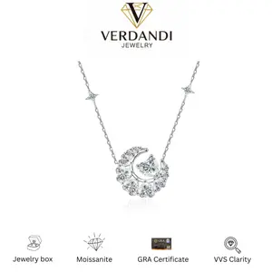 Sailor Moon vvs Synthetic Moissanite Heart Necklace in 925 Sterling Silver 1/2Carat with gift box for women Heart pendant for love