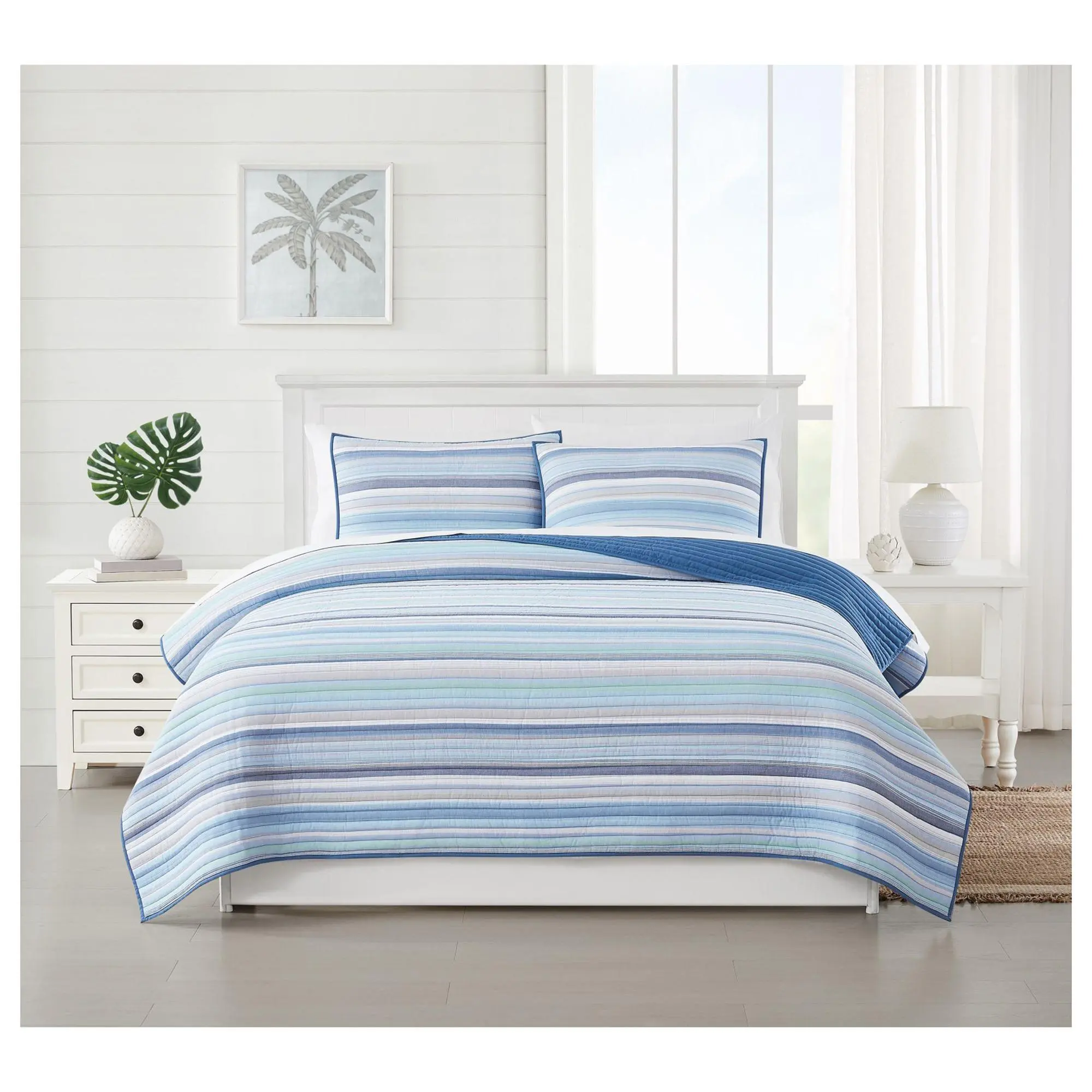 Oceanfront Resort Clearwater Yarn Dye Stripe Twin Quilt Set