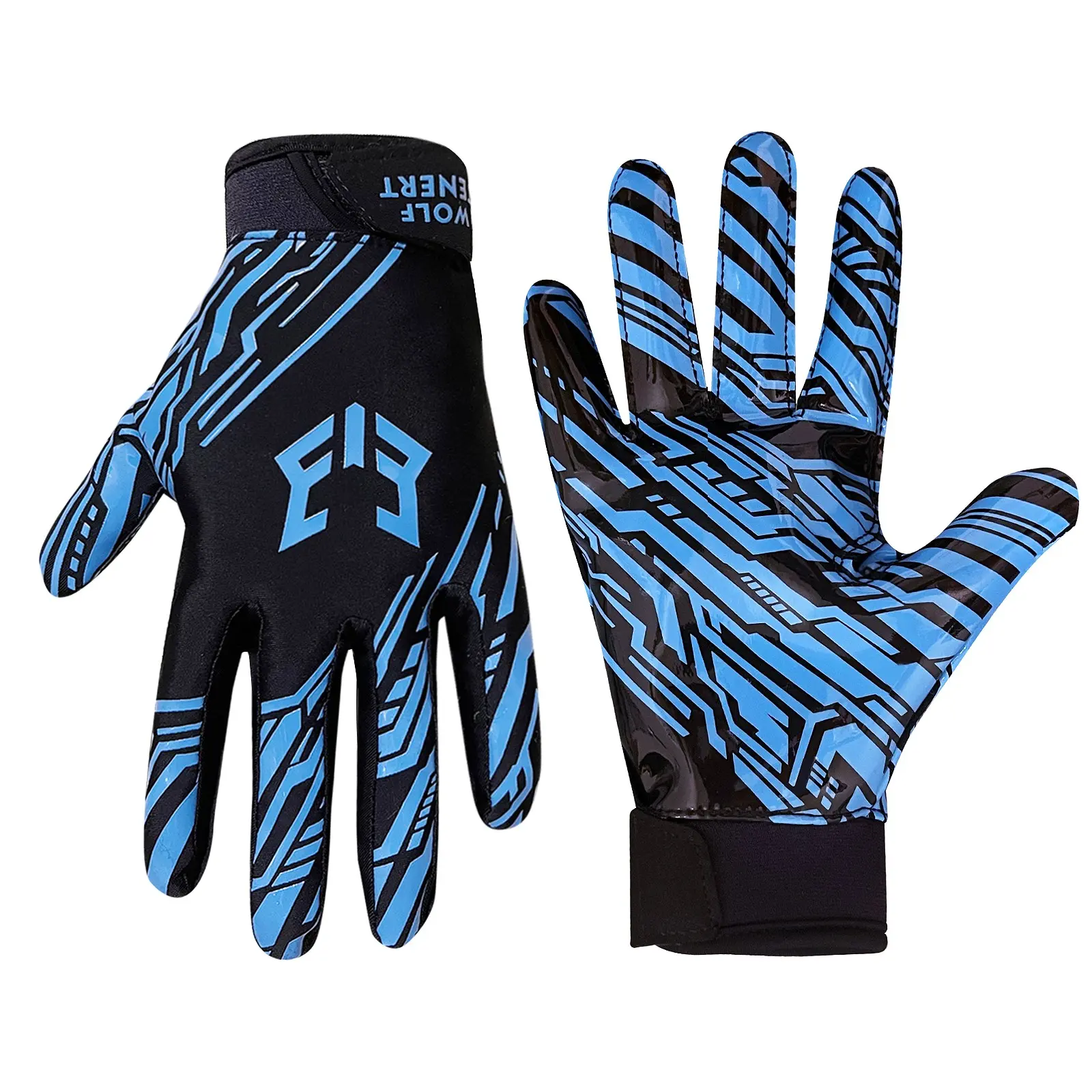 High Grip American Football Gloves, Rugby Gloves, Football Accessories, Training, Enhanced Grip, Breathable Stretchy, Quick Dry, Lightweight, Full-Finger, Random Print, Winter Sporty Gear