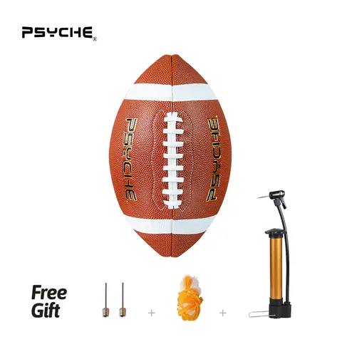 PSYCHE Size 9 Outdoor-Ready PU American Football Ball, Durable Unisex Weighted Ball for Sport Training, Entertainment - 4-Piece Glow-in-the-Dark Accessory Set (Pump, Needles, Net)
