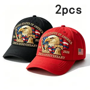 2-Pack 250th Anniversary Baseball Caps - Reusable vintage embroidered caps, suitable for larger head sizes, adjustable patriotic caps, featuring eagle/Statue of Liberty/bell designs, suitable for fishing, tactical gear, and outdoor activities.