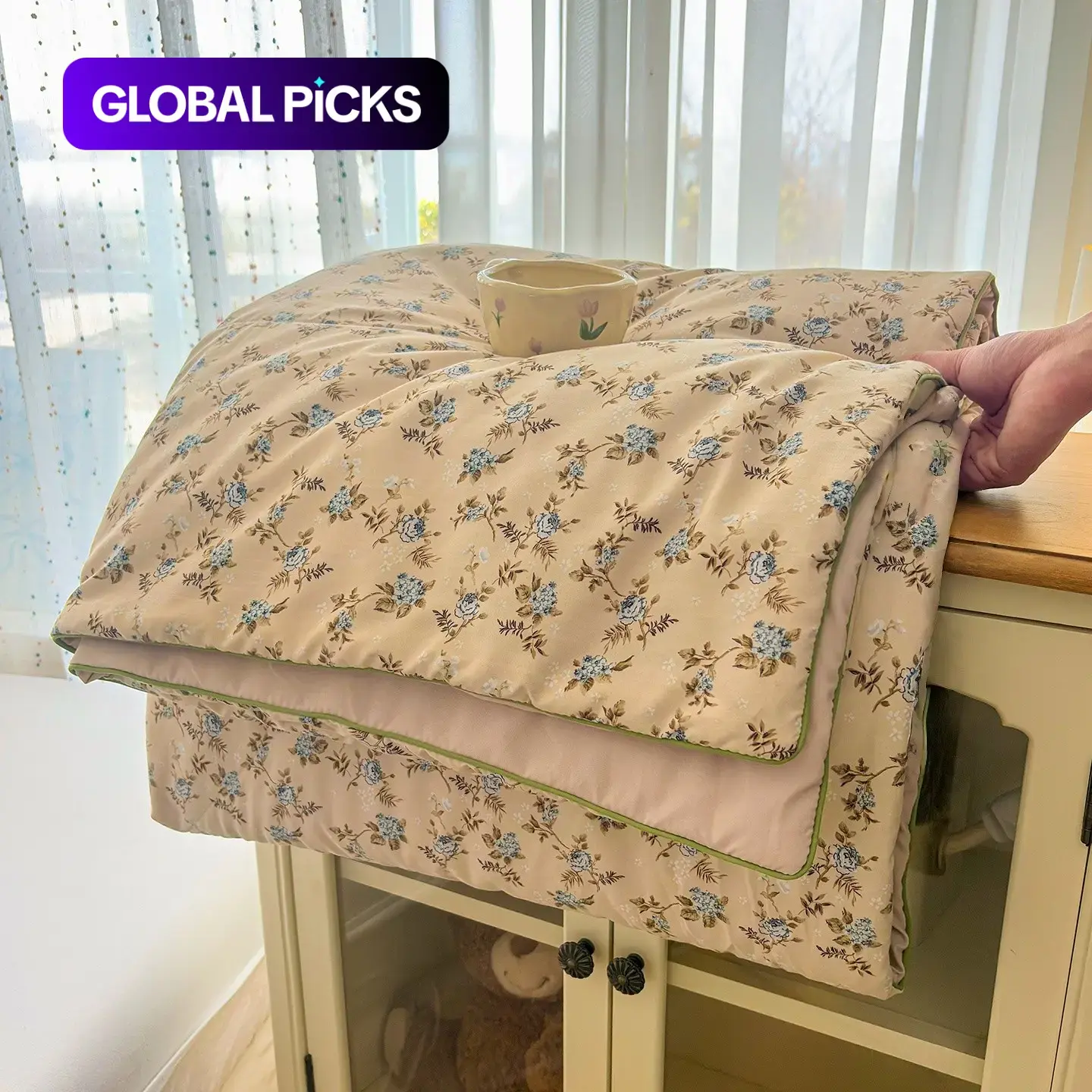 Vintage Floral Print Summer Quilt, Printed Quilts, Soft Lightweight Breathable Blanket, Ideal for Bedroom, Office & Living Room, All Season Bedding, All-Season Home Use #GLOBAL PICKS