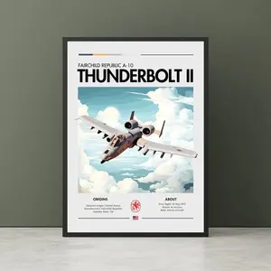 A-10 Thunderbolt II Poster, Fighter Jet Wall Art, Military Aircraft Print, Aviation Decor, Retro Fighter Jet Poster