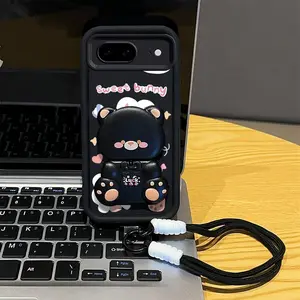 1 Piece Pixel 7Phone Cases Cheer the rabbit with stand and lanyard Pattern Comfortable feel Case Suitable For Google Pixel 7 With Shockproof Features Suitable For Casual