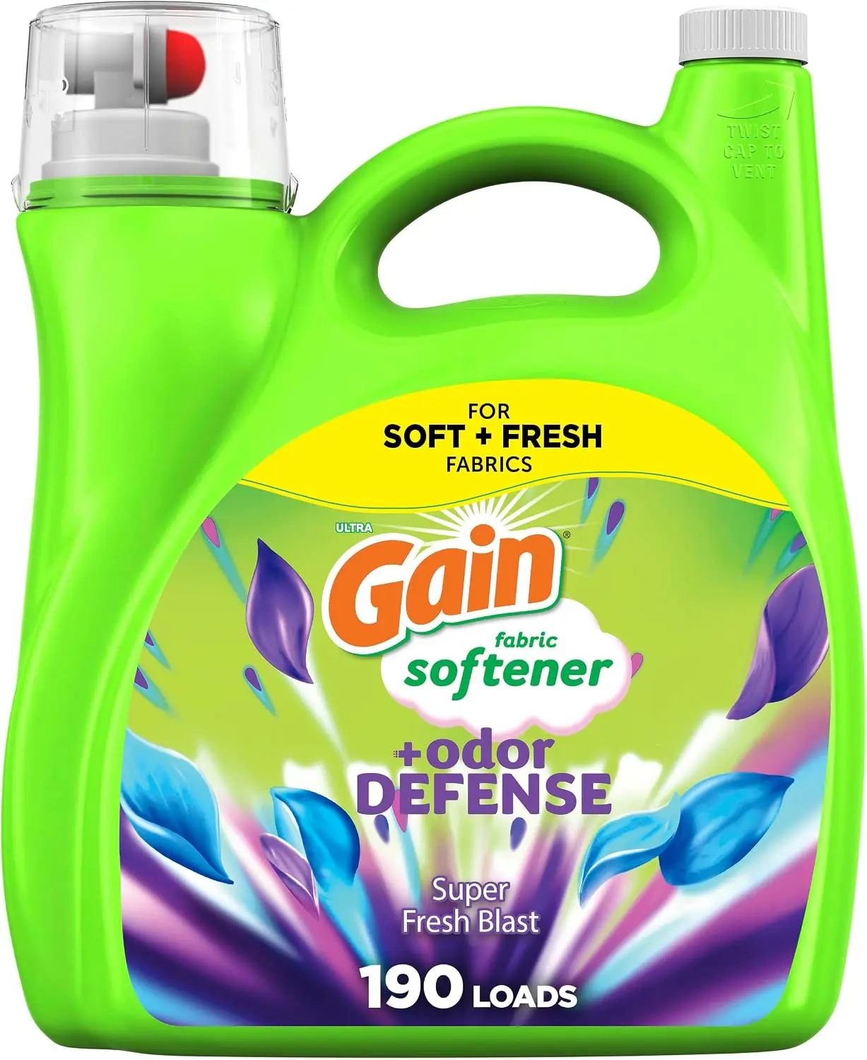 140 Fl Oz Liquid Fabric Softener, Fresh Scent Odor Defense Formula, 2 in 1 Laundry Conditioner for Softness, Static Control and Long Lasting Freshness, 190 Loads