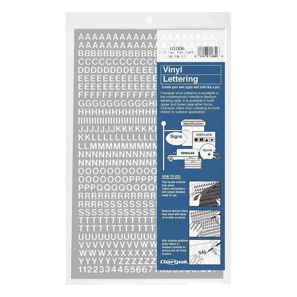 Chartpak Self-Adhesive Vinyl Letters and Numbers, Office Stationery Vinyl Letters for Labels & Index Dividers, Labeling Tool