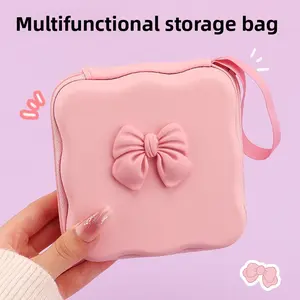 iPhone Charger Cable Protector Set with Cute Pink Bow, Only Compatible with Apple Original 18W/20W Adapter, Anti-Break Data Cable Organizer & Storage Bag for Women Girls (Charger & Cable Not Included)