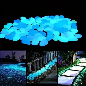 1000pcs Night Glow Blue Rocks, Solar Powered Outdoor Garden Path Stones, Non-Toxic Luminescent Pebbles, Courtyard Walkway Decor, Landscape Lighting Stones, Decorative Stones