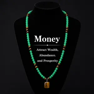 ARPURRAINA Money Attraction Necklace With GreenAventurine & Tiger Eye  Pendant Healing Crystal Stone ,Anniversary, Vacation &Theme Parties Jewelry Charms Abundance Crystal bracelet,Long Chain,Sweater chain,Ideal Gift Jewelry for Men and Women tiktokshopsp