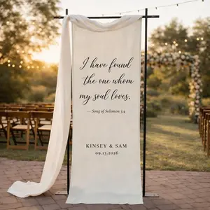 Religious Wedding Banner Cotton Linen: Personalized Song of Solomon 3 4 Scripture Ceremony Sign