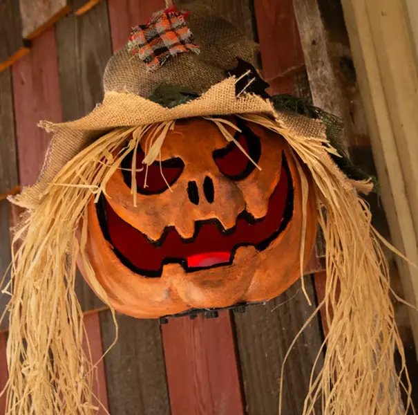 11 3/4" x 27 1/2" Hanging Pumpkin Head Plastic Halloween Decoration