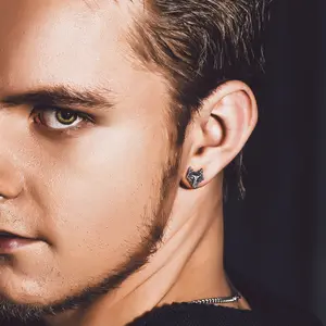 FaithHeart Viking Stainless Steel Stud Earrings Celtic Wolf Head Viking Earrings