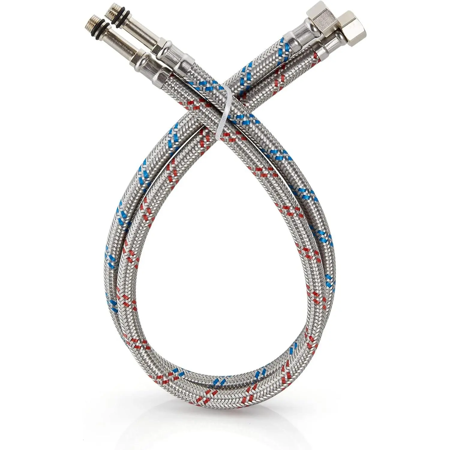 32-Inch Long Faucet Connector, Braided Stainless Steel  Hose 3/8-Inch Female Compression Thread x M10 Male Connector, x 2 count (1 Pair)