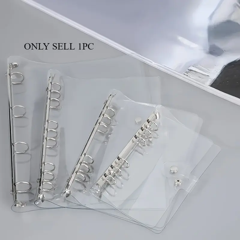 1pc A5/A6 Binder Rings Journal with Clear Transparent Cover - Perfect for Loose Leaf Spiral Books!