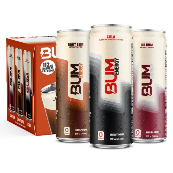 BUM Energy Drinks Classic Soda Variety Pack – Dr. Bum, Cola & Root Beer Flavors