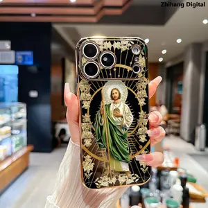 St. Jude Solid color Electroplating Phone Case for iPhone 17 Pro Max Air 16 Plus 15 14 13 12 11 San Judas Advanced fashion gift Design Non Slip TPU Soft Shell Drop Protection Shockproof Soft Silicone Cover