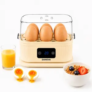DANOVA Egg Cooker Machine - 6-Capacity Electric Boiler, Multifunctional Poacher, Digital Display, BPA-Free, Hard/Soft Boiled & Omelet Maker for Healthy Breakfasts, Multifunctional Egg Poacher