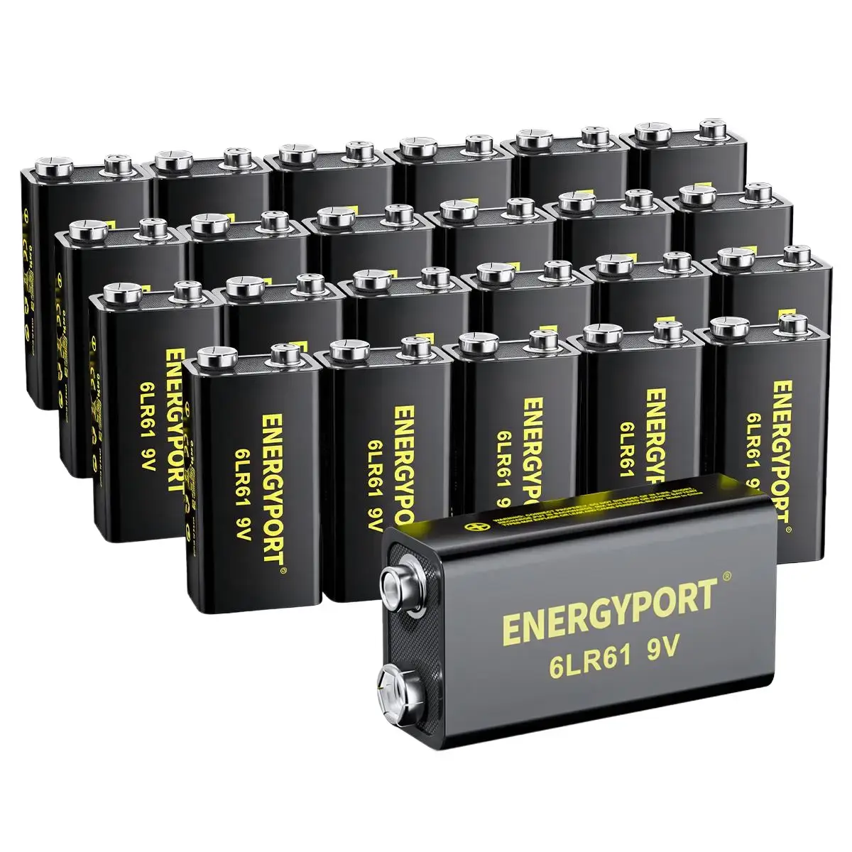 ENERGYPORT 9V Alkaline Replacement Batteries - 7-Year Shelf Life, Long-Lasting, Corrosion Protection for Smoke Detectors, Guitar Pedals
