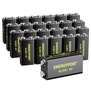 ENERGYPORT 9V Batteries , Alkaline 9 Volt Power Supply 7-Year Shelf Life Long-Lasting Battery for Smoke Detector, Electronics Device, Guitar Pedals
