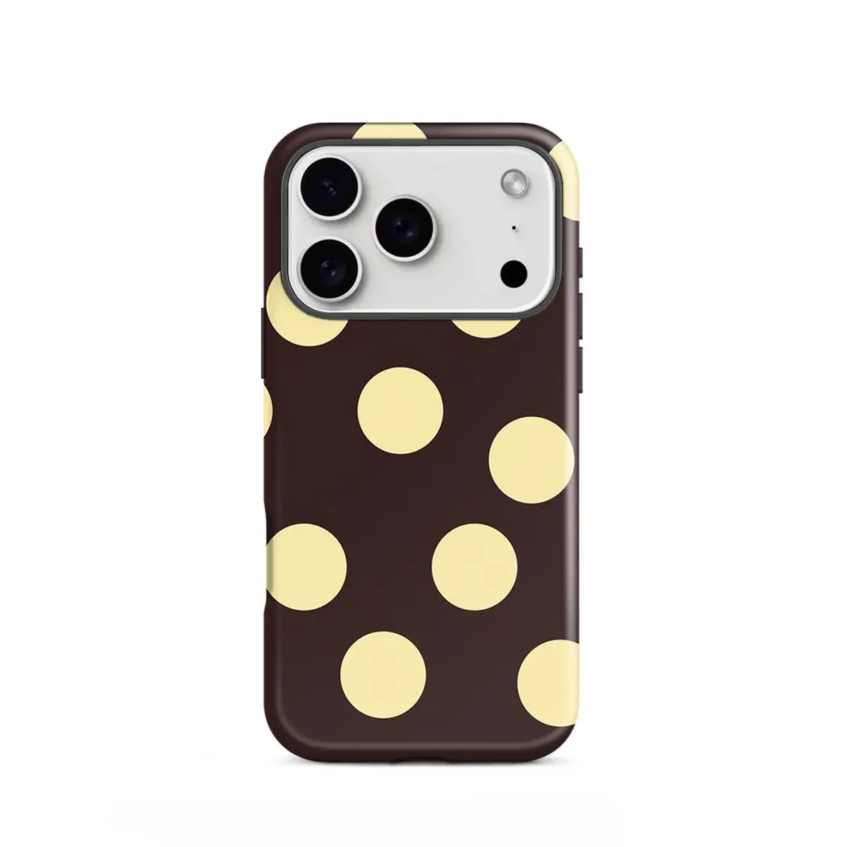 Butter yellow polka dot design 2-in-1 phone case, sturdy and durable protective case, compatible with iPhone 17/16/15/14/13/12/11 Pro Max/Plus/Pro, Samsung Galaxy S25/S24/S23 Ultra series, simple and stylish phone case.