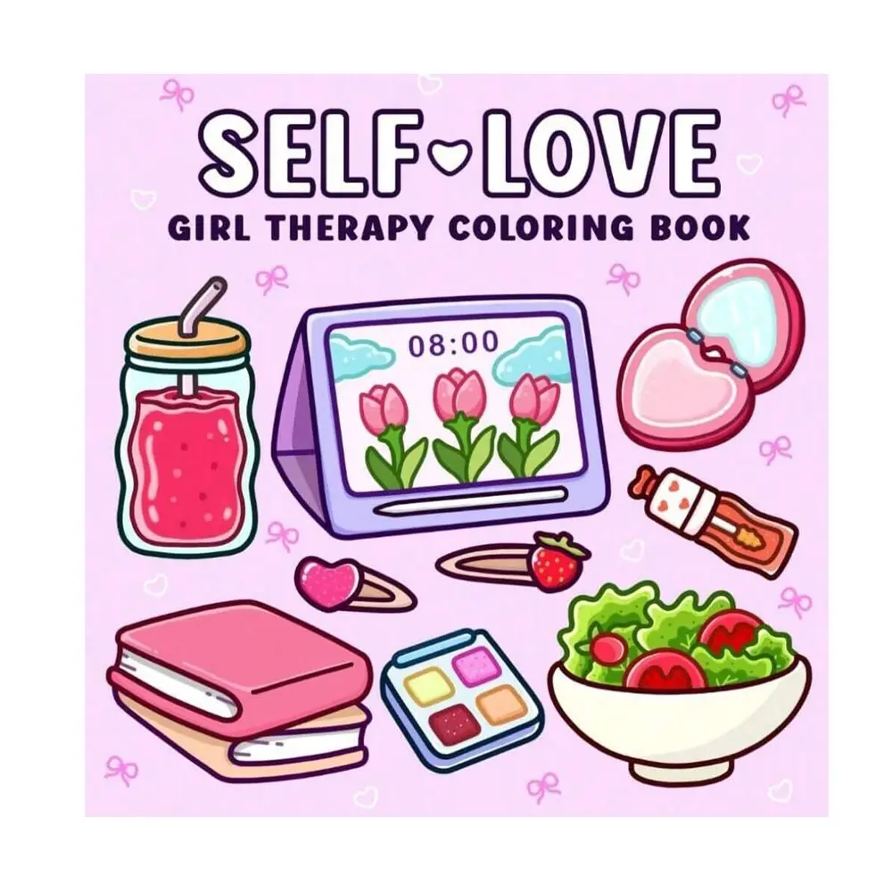 Hand drawn 1pc 52Page SELF LOVE coloring book For Adults And Kids, Bold And Easy, Simple And Big Designs For Relaxat colouring books, Girl Therapy Coloring Book, Stress Relief Coloring Book, Christmas gift, Relaxation