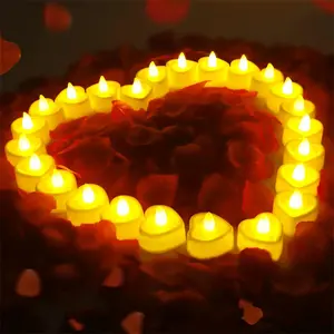 Romantic Rose Petals & LED Candles Set for Special Night Decorations - 24 Petals & 10 Candles for Valentine's Day, Anniversary, Proposal, and Wedding Ornaments