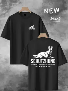 German Schutzhund Training T-Shirt for Dog Lovers, 100% Polyester Casual Vintage Graphic Tee, Fitted Short Sleeve Obey Design