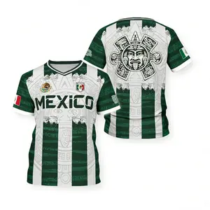 2026 Mexico Aztec Calendar Soccer Jersey, All over Print, Casual Style for All Seasons, Unique Piedra del Sol Design, Classic Throwback Jersey